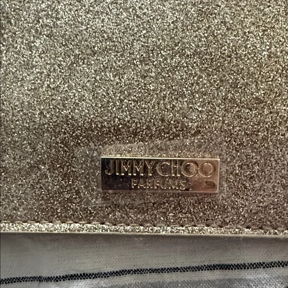 Jimmy Choo Gold Glitter Zip Pouch Keyring - Picture 3 of 3